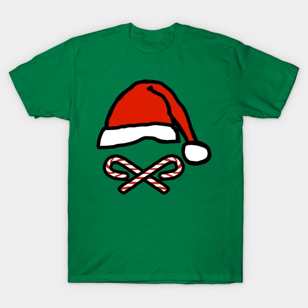 Funny Christmas Santa Hat Candy Canes T-Shirt by ellenhenryart